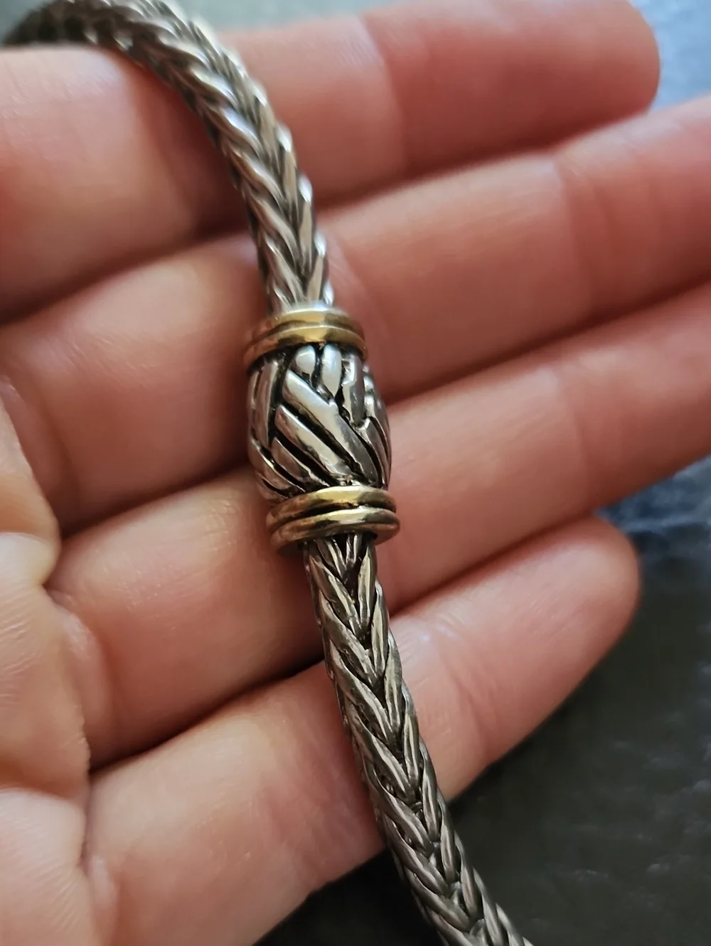 Braided Silver-Tone Rope Necklace with Magnetic Clasp